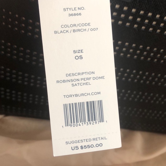 New Tory Burch Robinson perforated satchel bag black purse white $550 - Picture 5 of 6